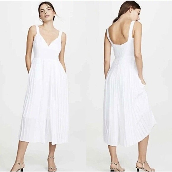 Vince Pants - Vince. NEW Pleated Jumpsuit In Optic White V-Neck Sleeveless Size 8  $395.00
